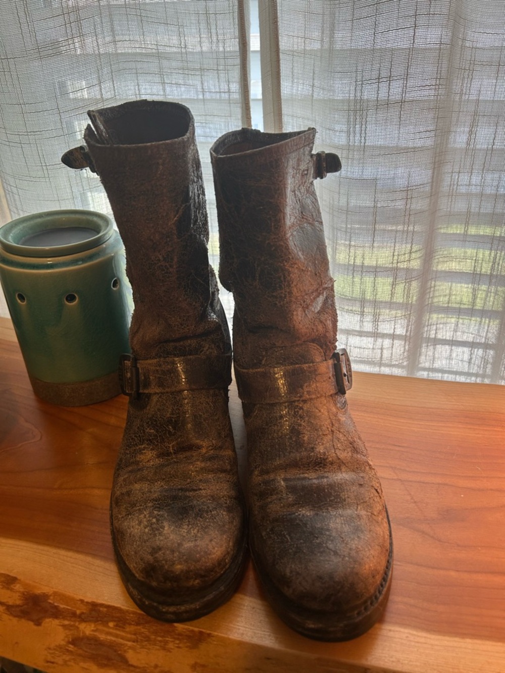 Frye Dark Brown Leather Boot Interior Detail